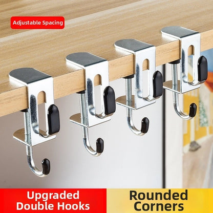 Desk Mounted Dual Hook Organizer for Backpacks and Accessories