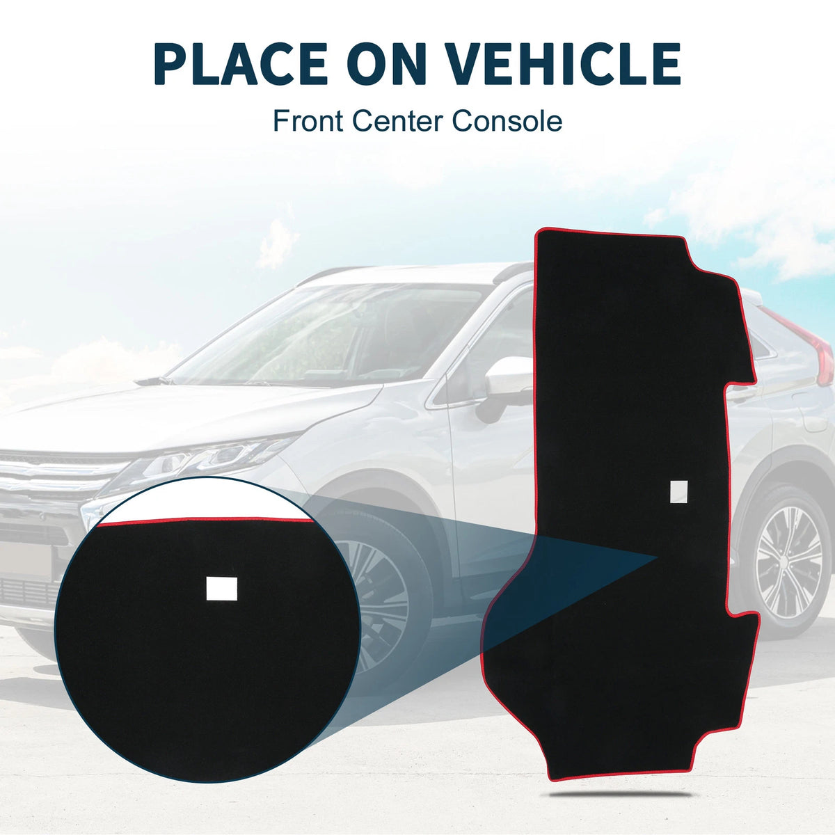 Dashboard Dash Cover Mat for Mitsubishi Delica D5 (2019–2024) Black Red Set of 1