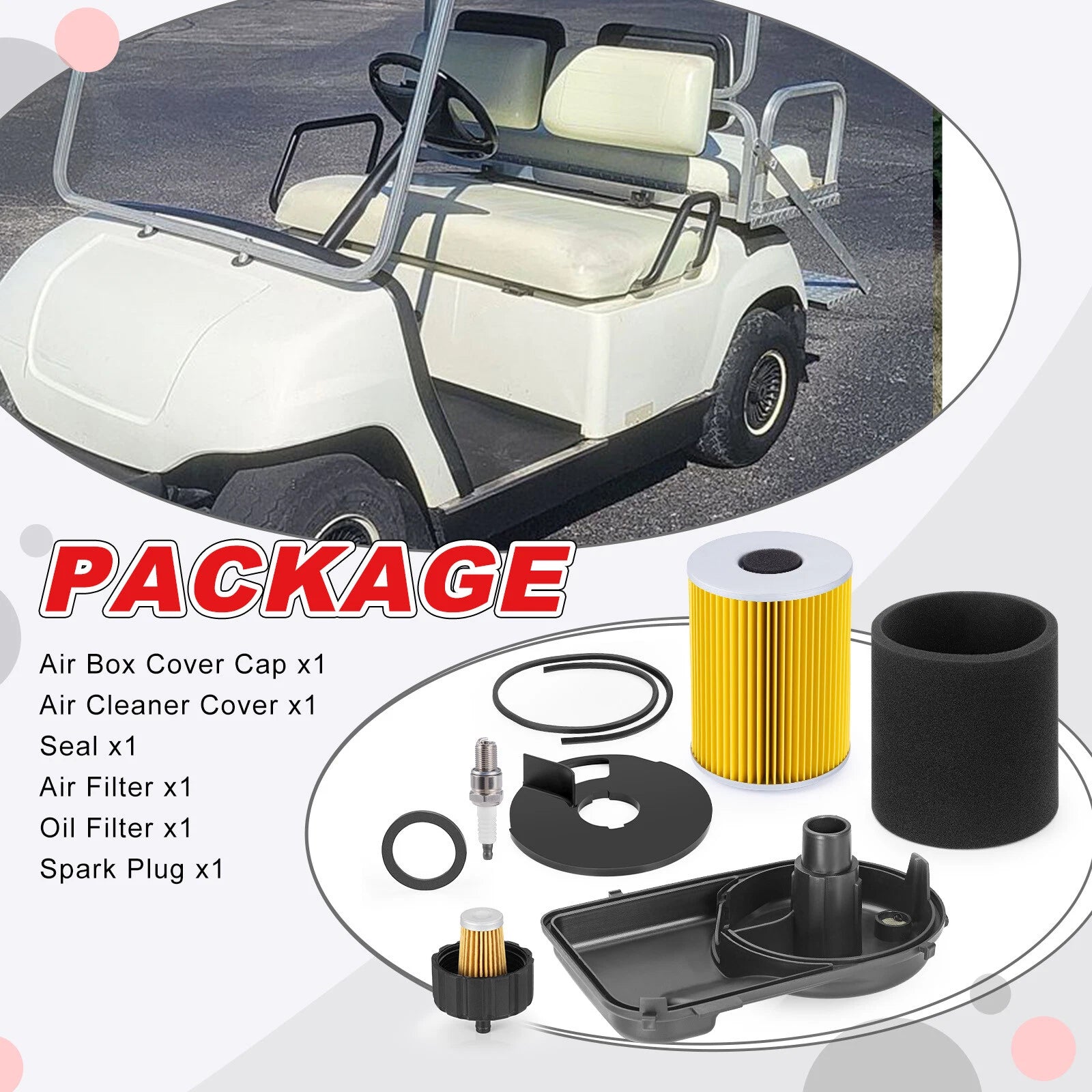 Air Filter Cover Cap & Fuel Filter Seal Kit for Yamaha G2 G5 G8 G9 G11 (1985–1995)
