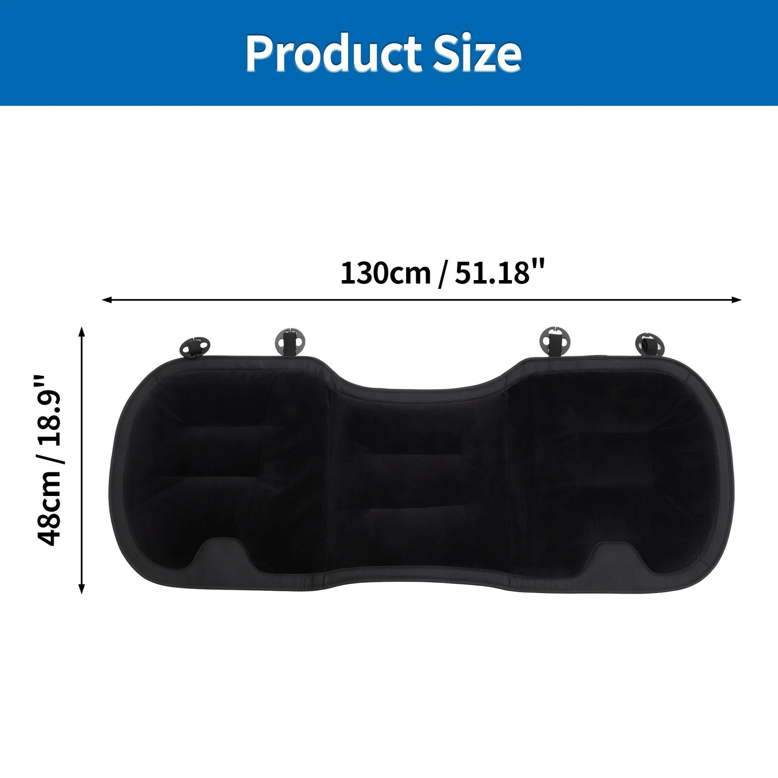 Black Velvet Rear Bench Seat Cover for