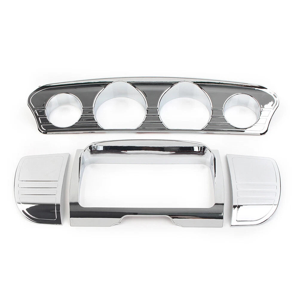 Chrome Tri Line Gauge Stereo Accent Trim Covers for Harley Electra Glide (2014–2023)