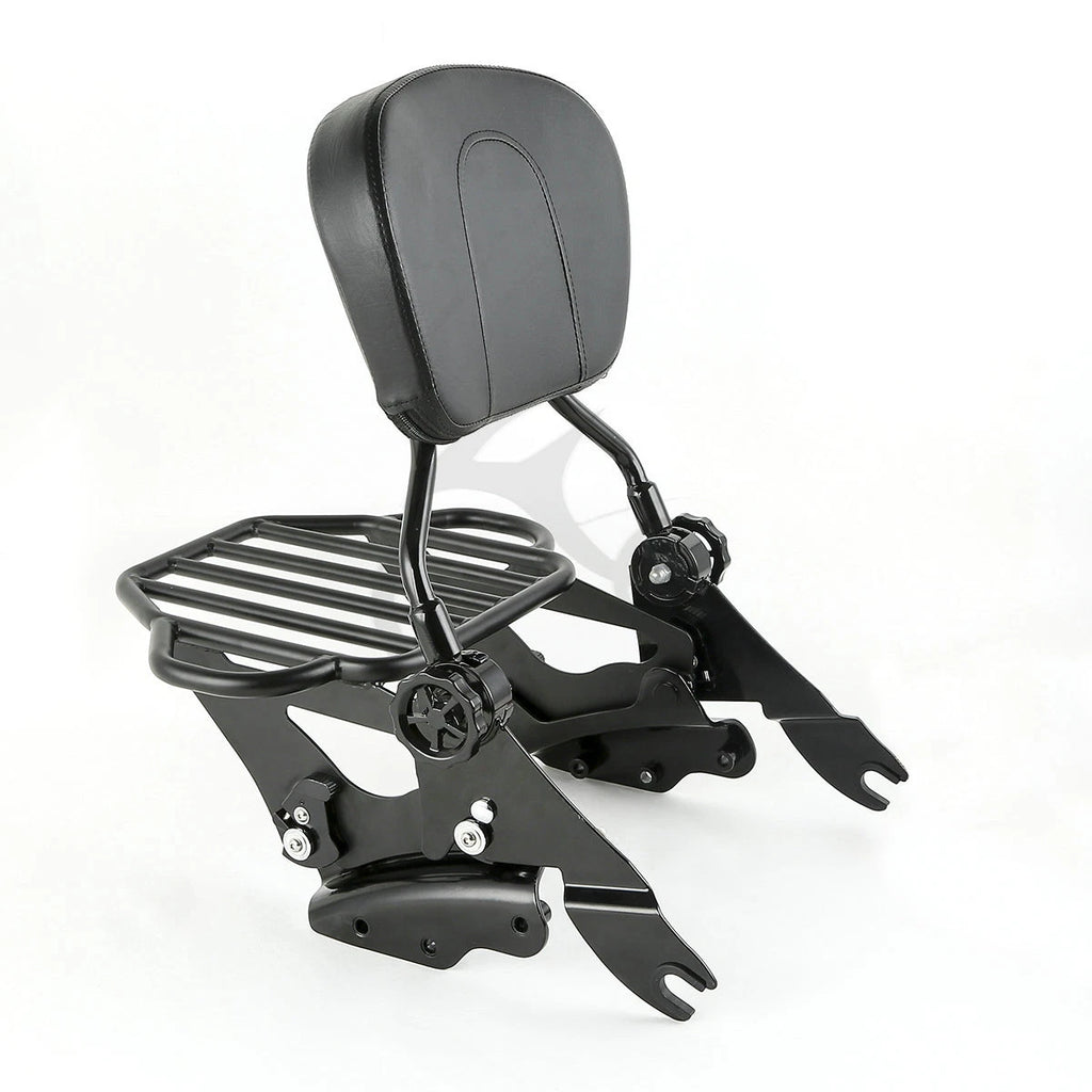 Backrest Pad Sissy Bar Rack & 4 Point Docking for Harley Touring (2009–2013)
