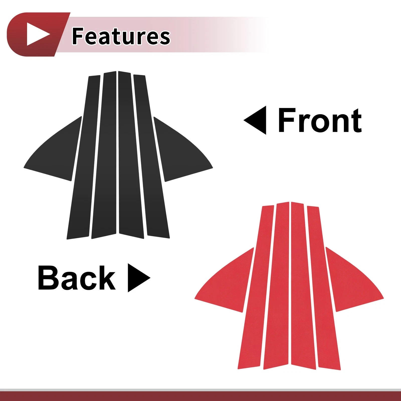 6 Pcs Window Trim Pillar for Honda Civic (1992–1995) Black