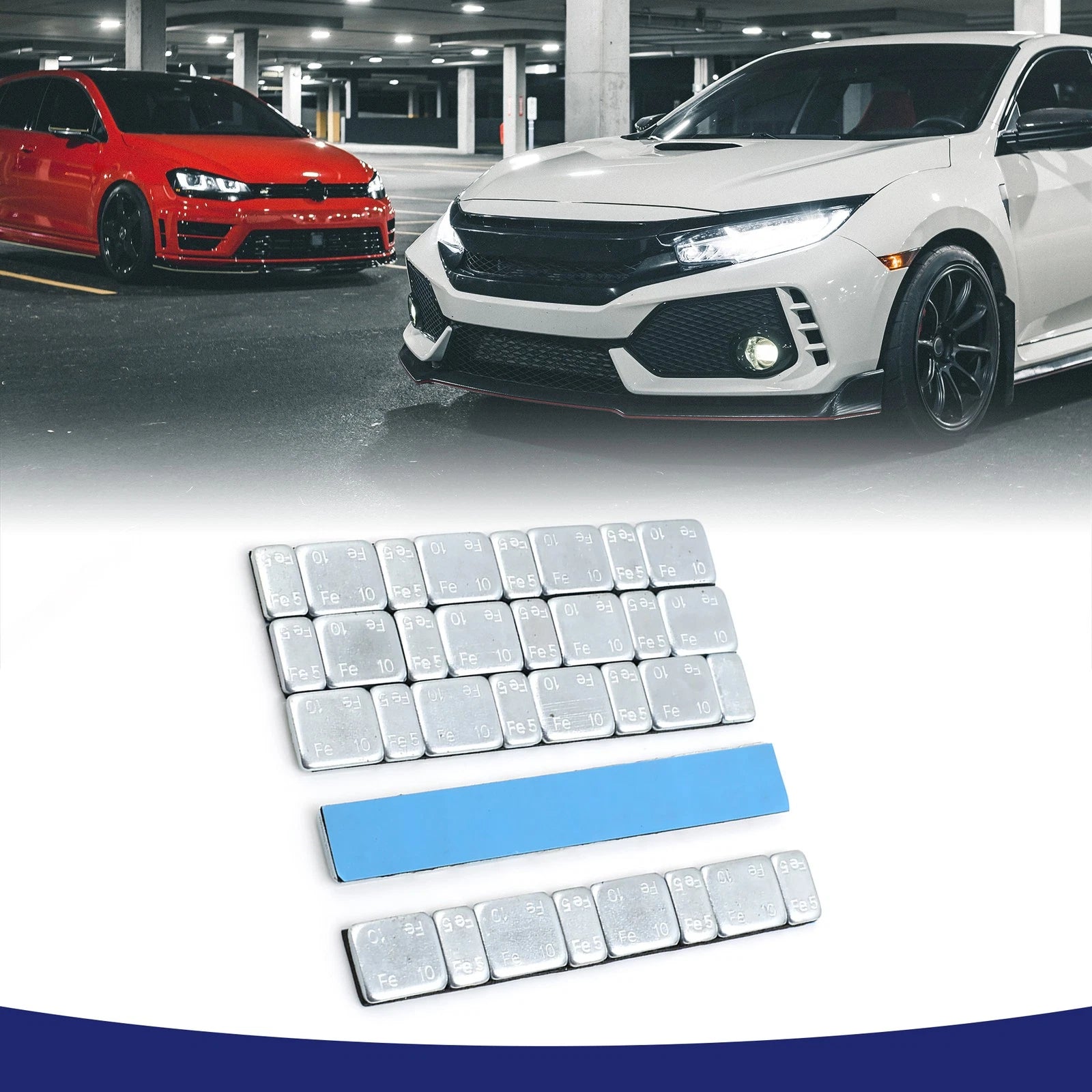 Wheel Balance Weight Strip Adhesive Backing for Motorcycle 124x18mm (Set)
