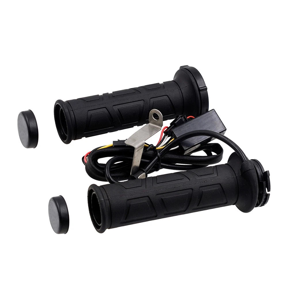 1 Pair 22MM 7/8" Motorcycle Electric Hot Handlebar Grips Adjustable Black