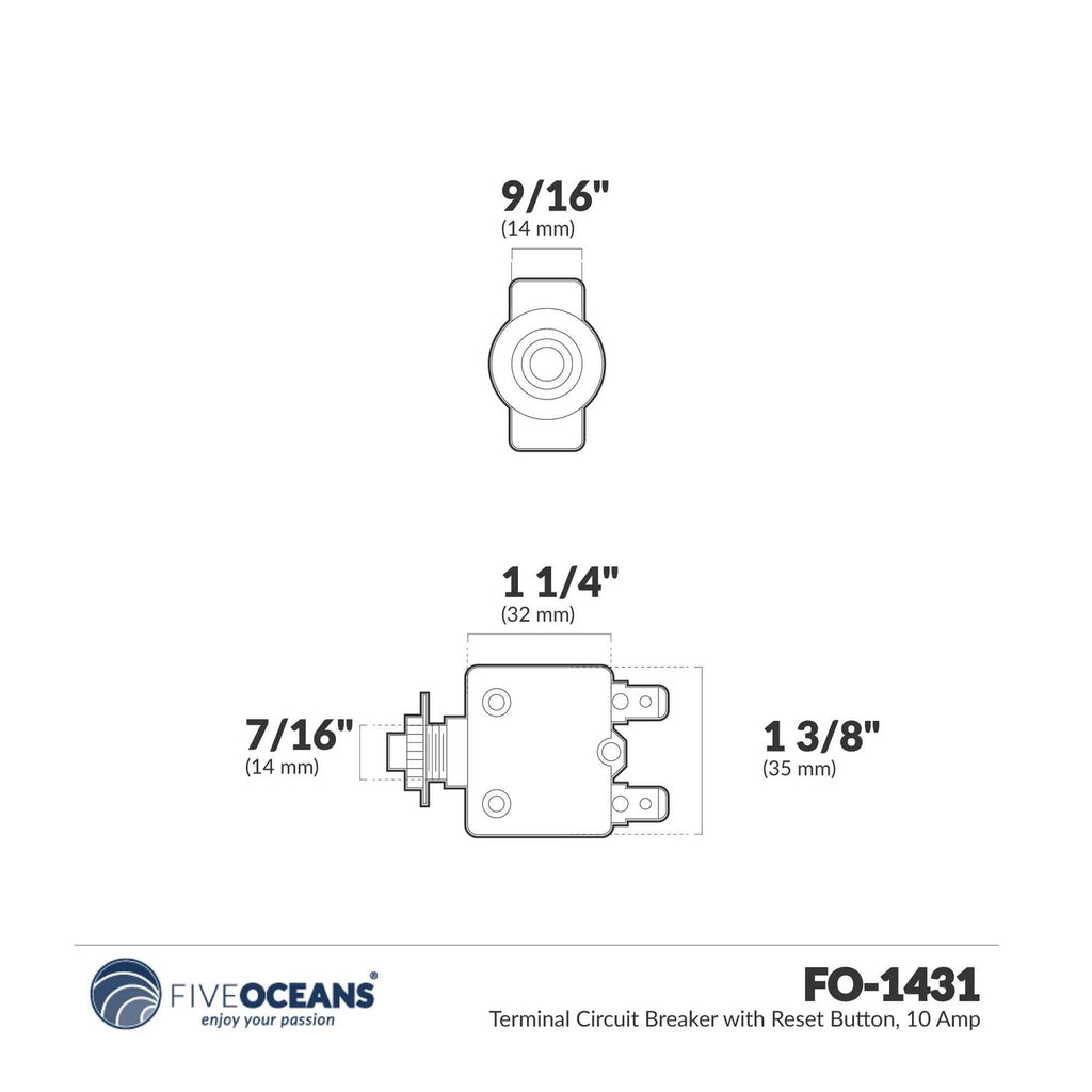10 Amp Push-Button Reset Circuit Breaker FO1431 for Various Applications