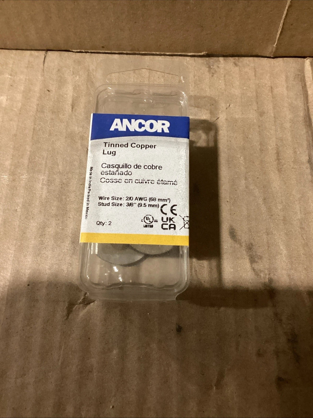 2/0 AWG Ancor 252296 Tinned Copper Lugs with 3/8" Stud Size