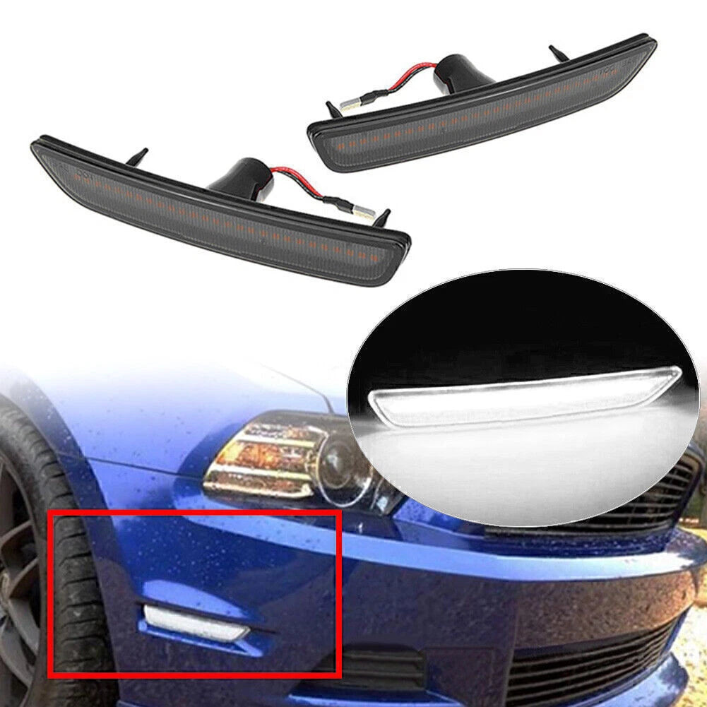 2X LED Front Side Marker Shell + Light Lamp for Ford Mustang (2010–2014)