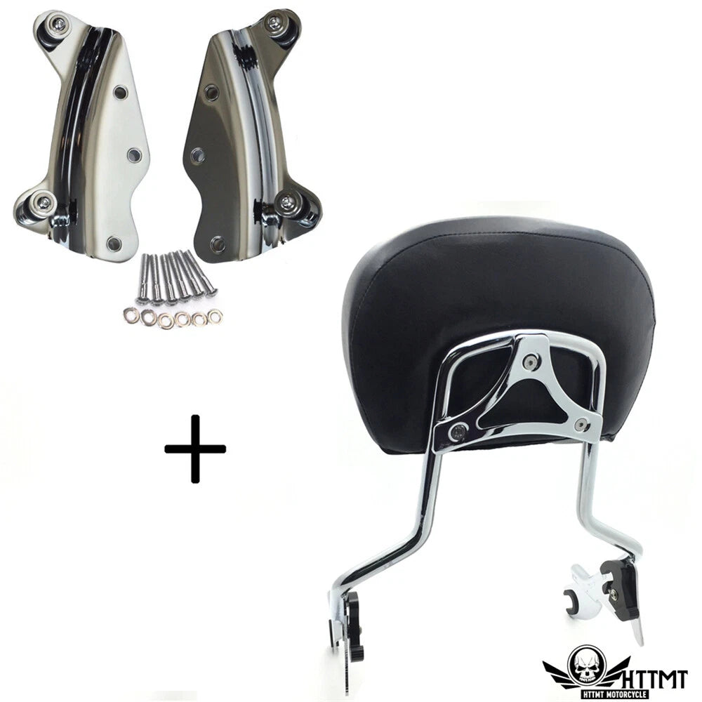 Chrome Backrest Sissy Bar Pad Docking for Harley Touring Road King (2014–2019)