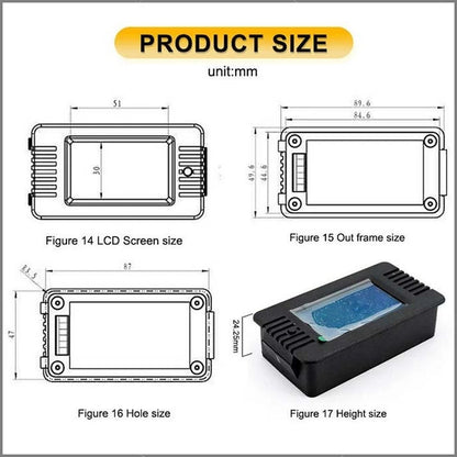 Digital Voltmeter Ammeter 0-200V 200A for Battery Monitoring