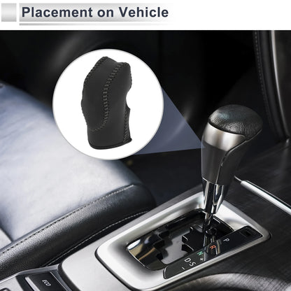 1 Pc Gear Shift Knob Cover for Ford Fusion (2013–2016) Black Grey Faux Leather