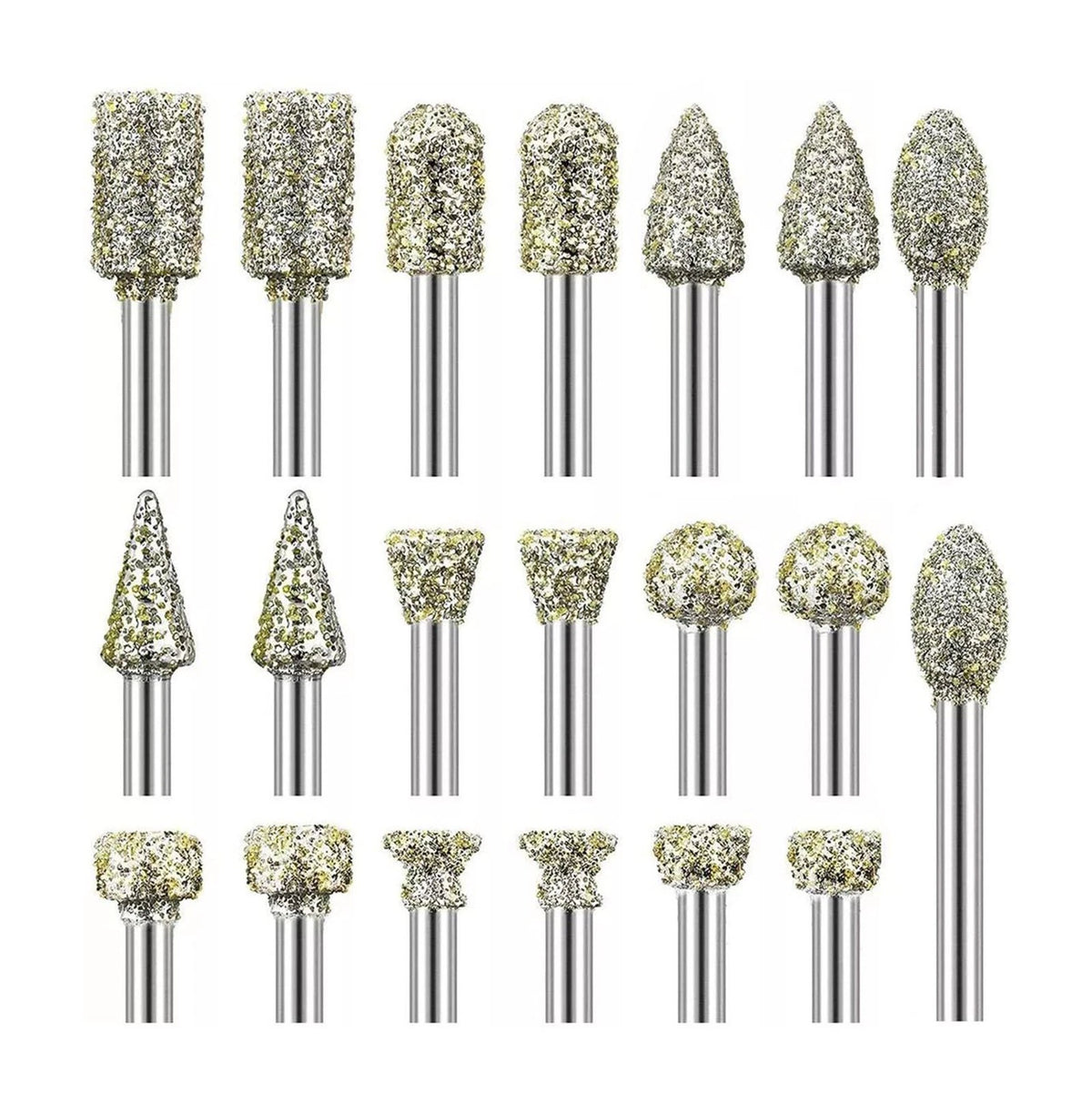 20x Diamond Grinding Burr Drill Bits for Glass Engraving Cutting Polishing