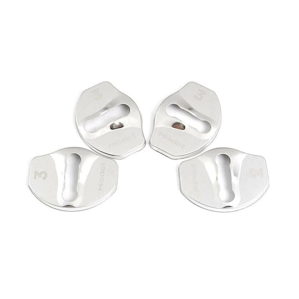 Set of 4 Protective Door Lock Covers for Tesla Model 3 (2017–2023) Silver