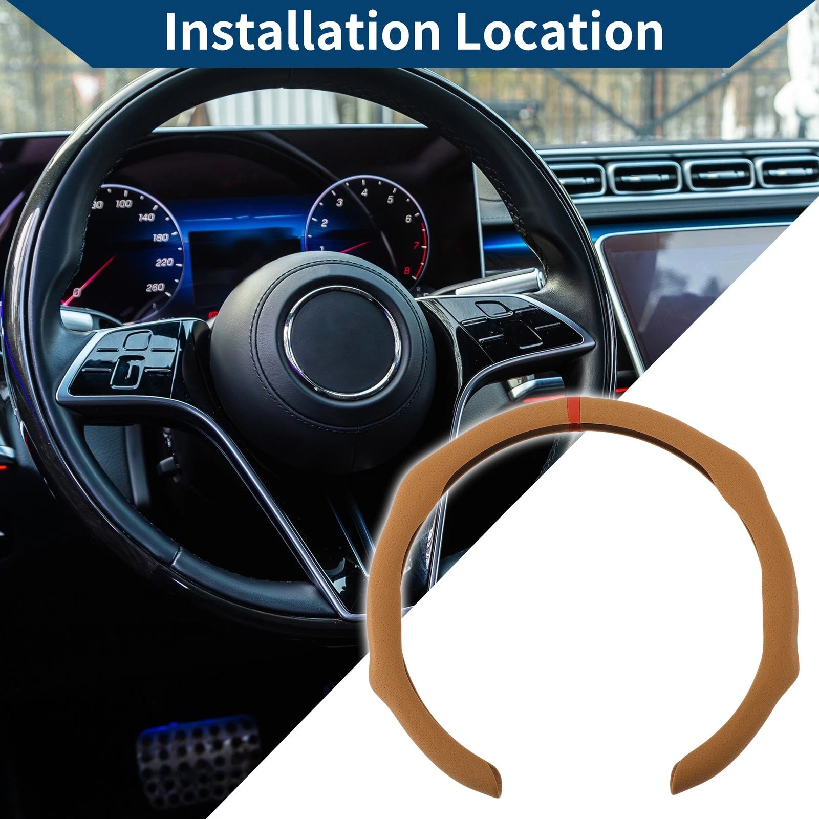 Steering Wheel Cover for ABS Car (14.96", Brown Red)