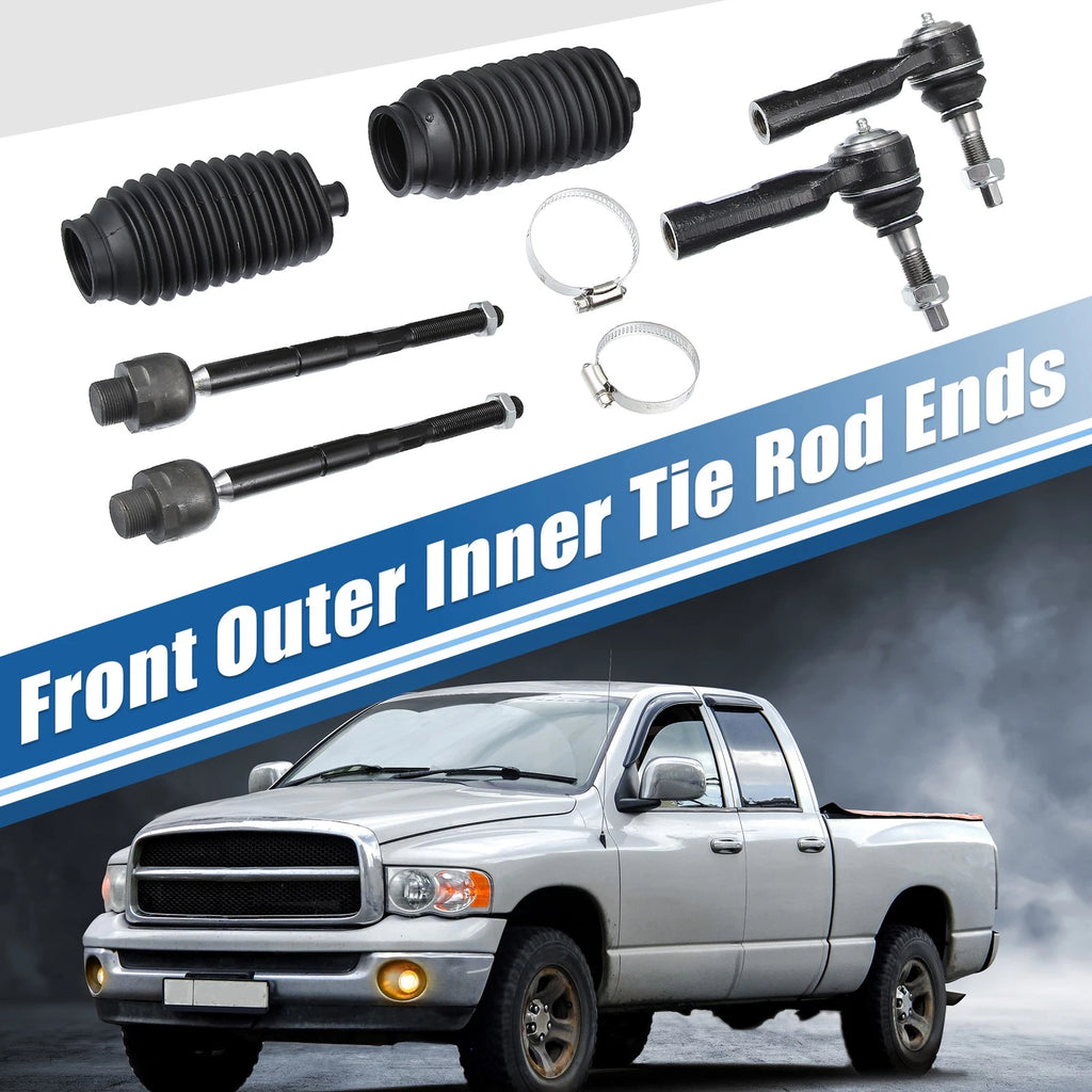 6 Piece Front Inner Outer Tie Rod End Links Replacement for Dodge Dakota (2005–2010)