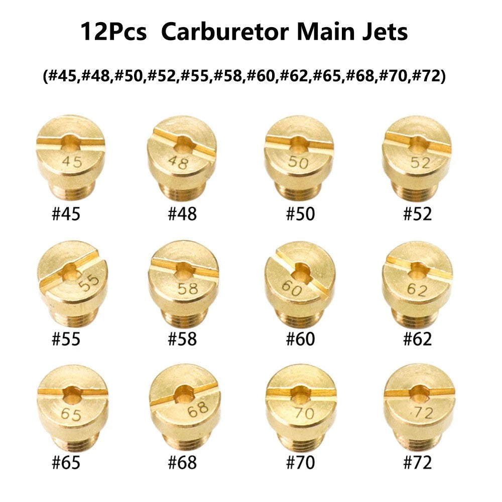 12Pcs M5 Carburetor Main Jets Kit #45 - #72 For Dellorto PHBG AD/DS Racing Carb