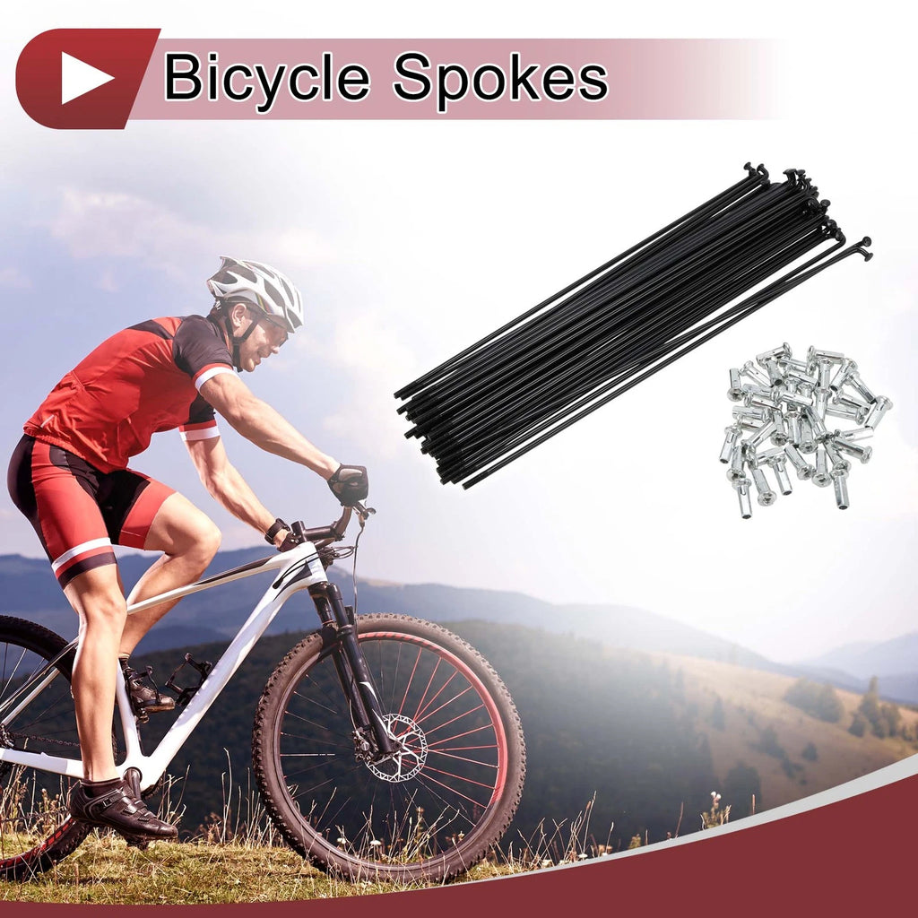 Bicycle Spokes Set Carbon Steel 182mm Black for 13G (2011–2018)