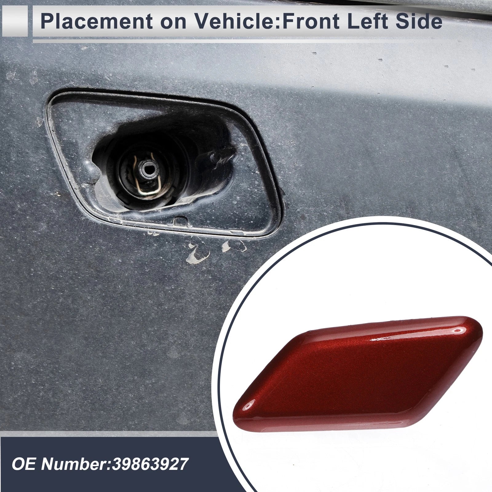 Front Left Bumper Headlight Washer Nozzle Cover for Volvo C30 (2007–2013)