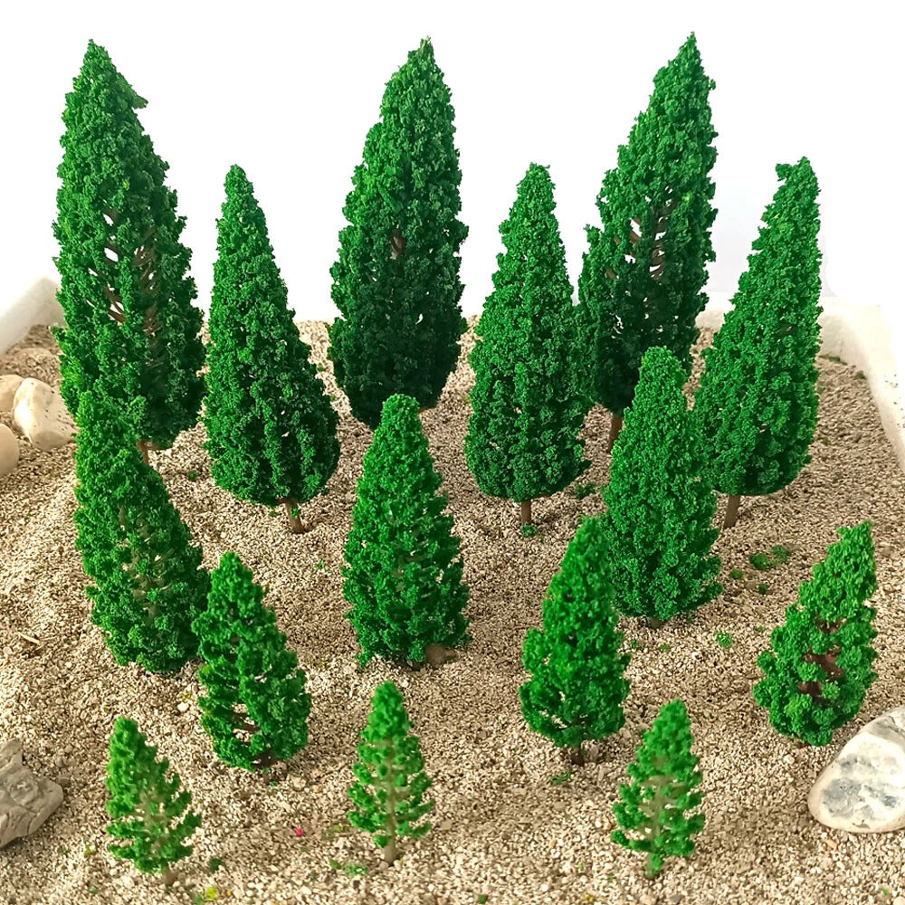 15Pc Mix Size Miniature Model Tree Train Railroad Wargame Park Landscape Scenery