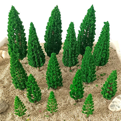 15Pc Mix Size Miniature Model Tree Train Railroad Wargame Park Landscape Scenery