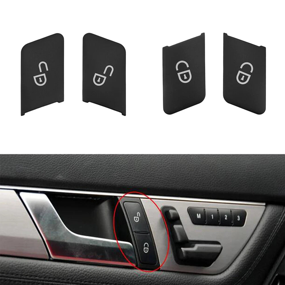 4Pcs Door Unlock Switch Button Trim Cover For Mercedes-Benz C E Class W204 W212