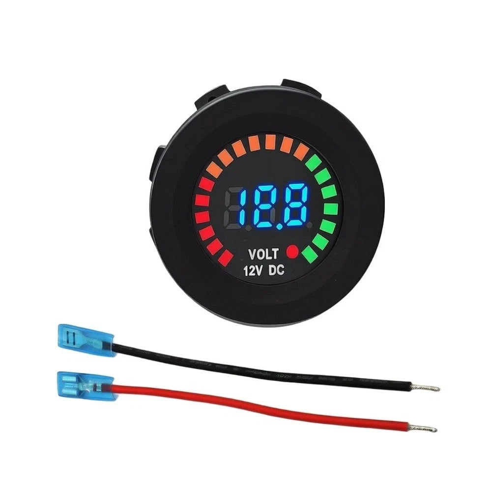 12V Waterproof LED Voltmeter Battery Fuel Gauge for Motorcycles and Boats
