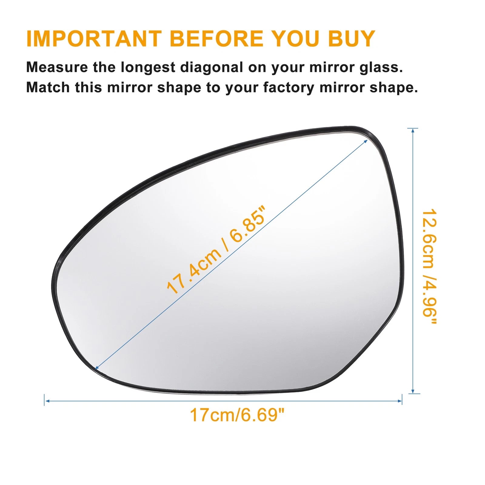 Driver Side Mirror Glass with Backing Plate Non Heated for Mazda 2 (2008–2014)
