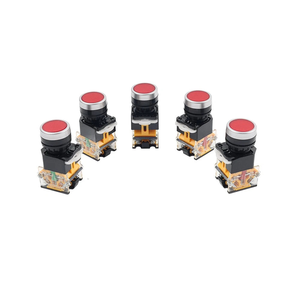 5pcs 22mm Momentary Red Push Button Switch 1NC 1NO DC 220V 10A