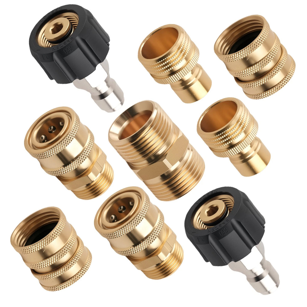 9PCS Brass Quick Connect Fitting Pressure Washer Adapter M22-14 Universal