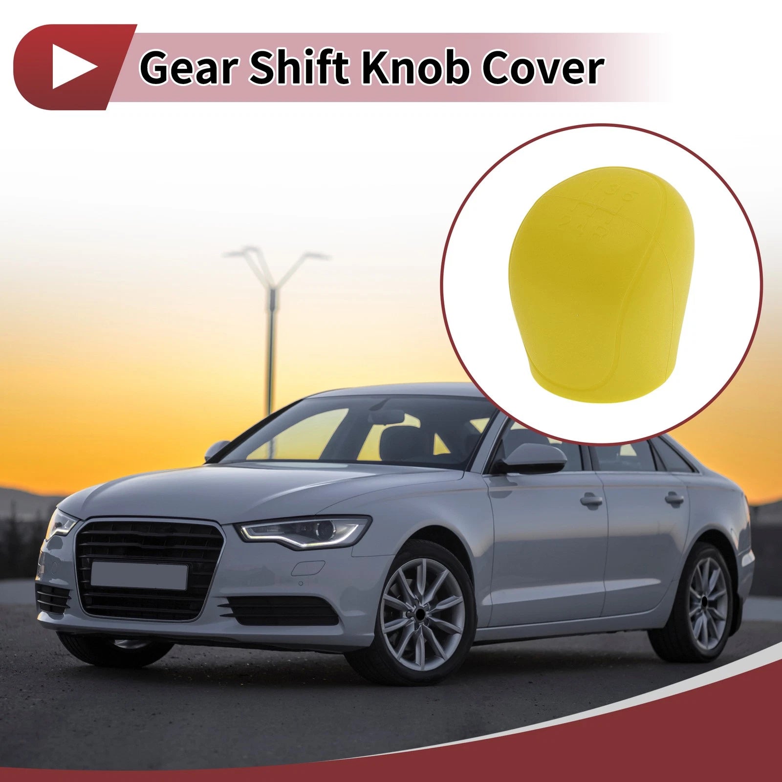 Gear Shift Knob Cover Universal Silicone Insert - Yellow