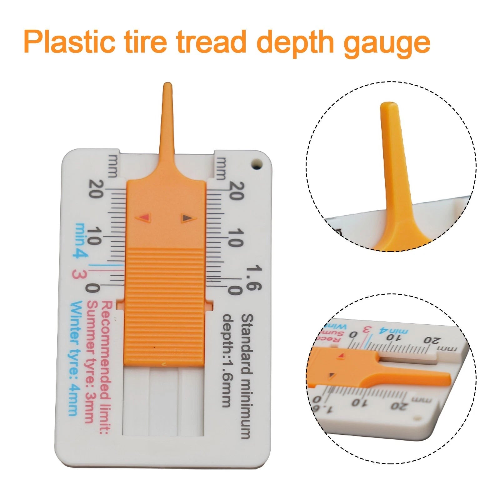 Tyre Tread Depth Gauge for Universal Vehicles (0-20mm)