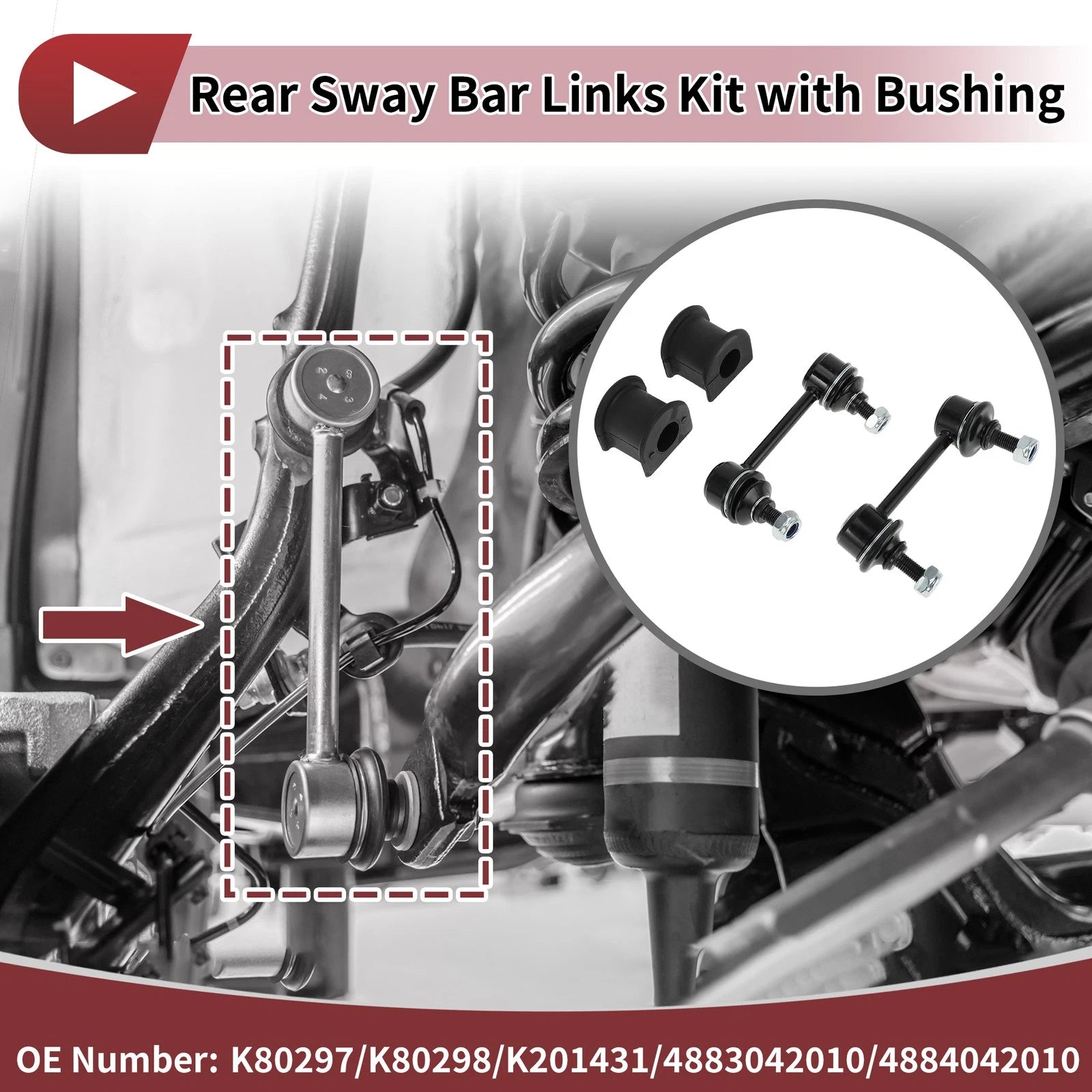 Rear Stabilizer Bar Links 2 Piece Bushing Kit for Toyota RAV4 (2006–2018)
