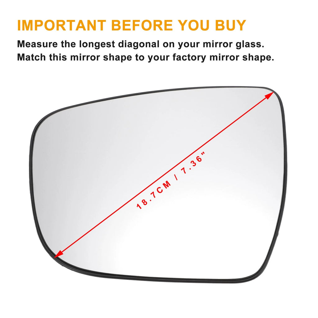Left Side Heated White Mirror Glass for Nissan Juke (2014–2020)