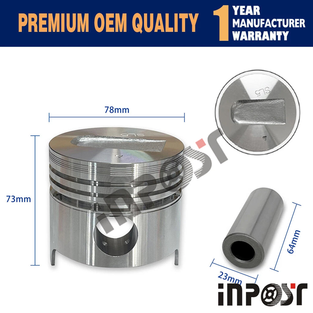 Piston with Ring for Mitsubishi S4L Excavator (78mm, Oversize 0.5)