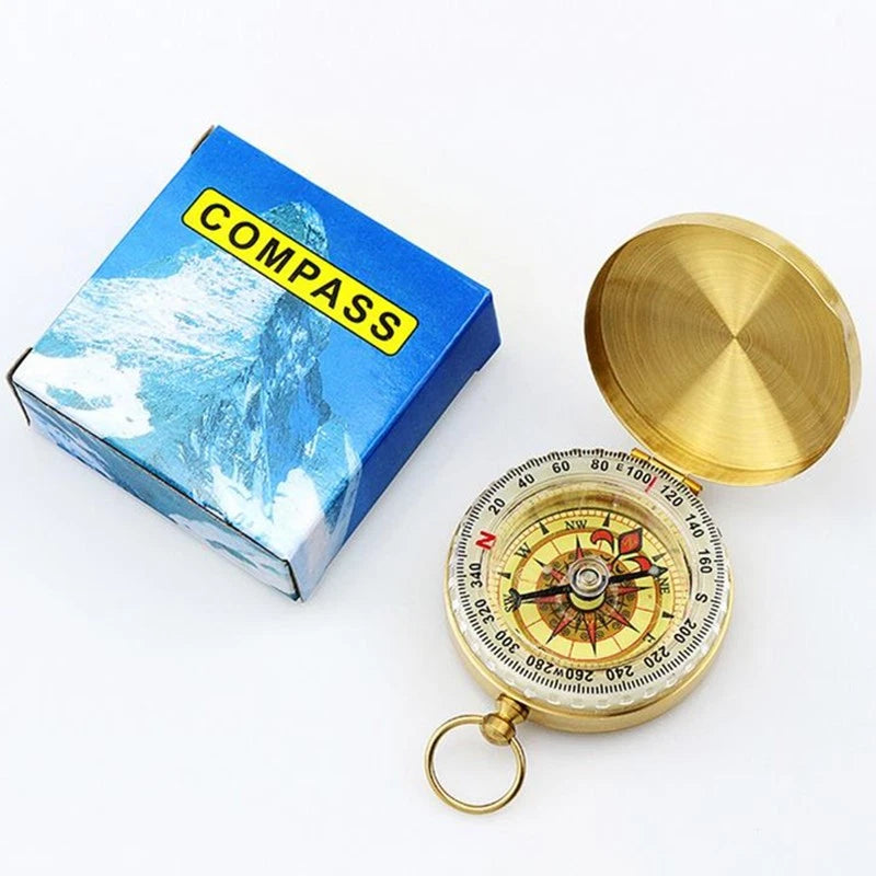 Luminous Brass ABS Military Compass Keychain for Outdoor Camping