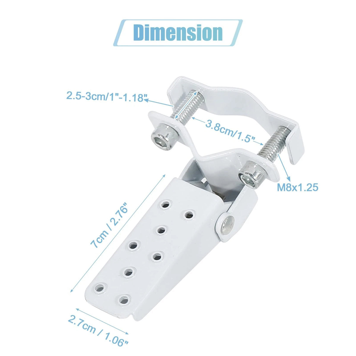 Rearset Fold Footrest Footpegs Pair 8mm Stainless for Motorcycle Bike (White)