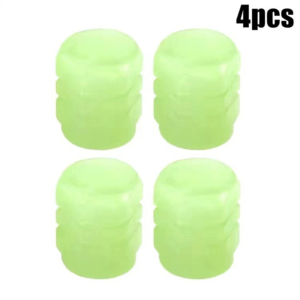 4x Vehicle Luminous Stem Cap Wheel Tire Valves Cap Stem Cover Glowing