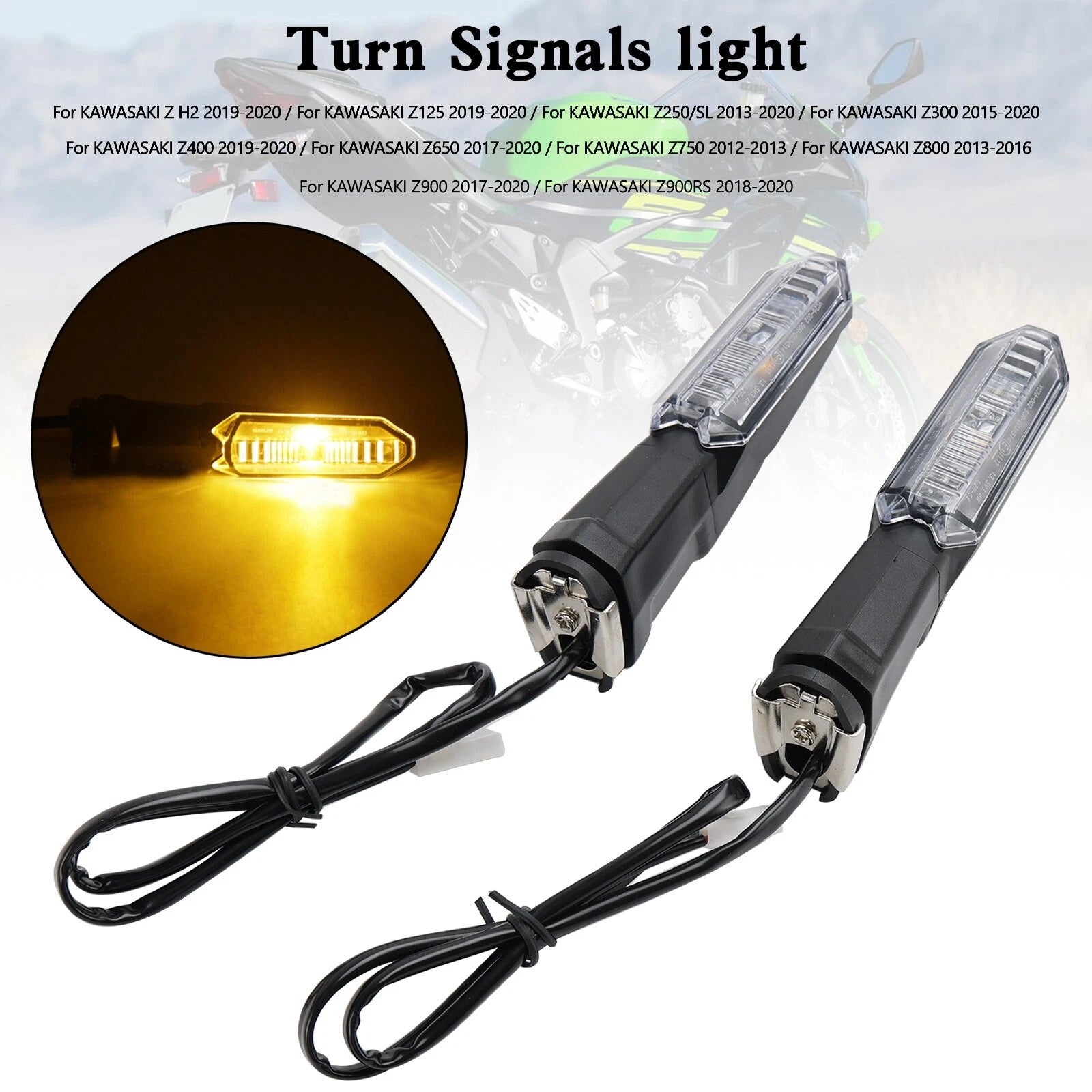 Turn Signal Lights for Kawasaki Z125 Z250 Z400 Z650 Z750 Z800 Z900 (2017–2023)
