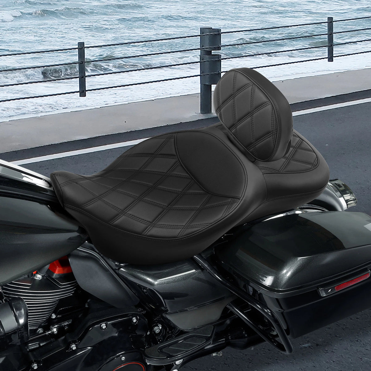 Driver Passenger Seat & Rider Backrest for Harley Road Street Glide (2009–2023)
