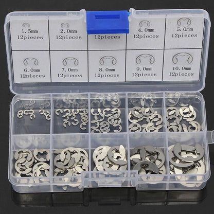 120Pcs E-Clip Retaining Circlip Assortment Kit 1.5mm to 10mm