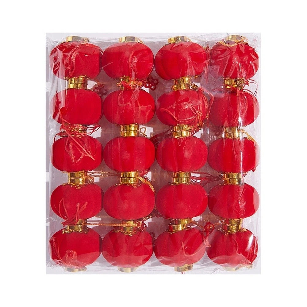 Weather Resistant Red Flocking Lantern for Holiday Celebrations