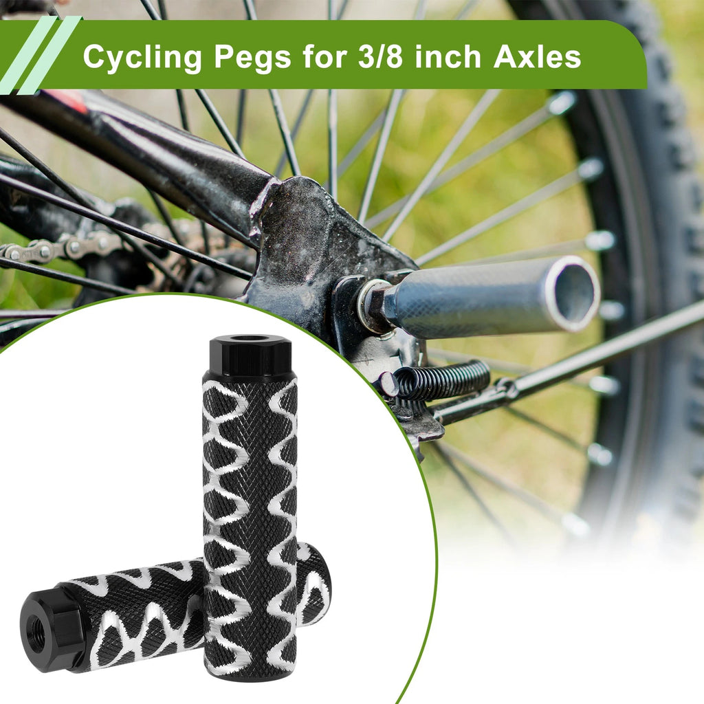 4 Pcs Bike Pegs 100mm Circle Texture Replacement for Bicycle Cycling (Black)