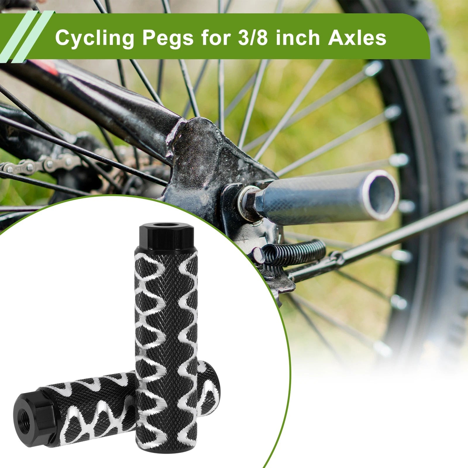 4 Pcs Bike Pegs 100mm Circle Texture Replacement for Bicycle Cycling (Black)