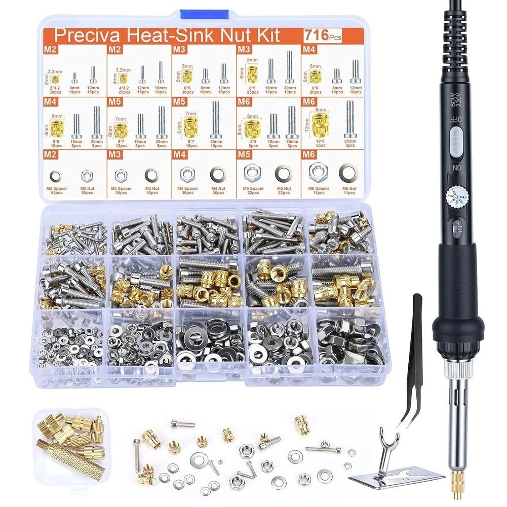 Brass Thread Insert Set of 716 Pieces for Mechanical Manufacturing