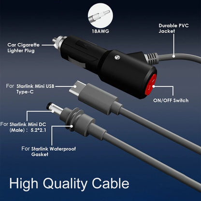 3 in 1 Waterproof DC Power Cable Adapter for Starlink Mini