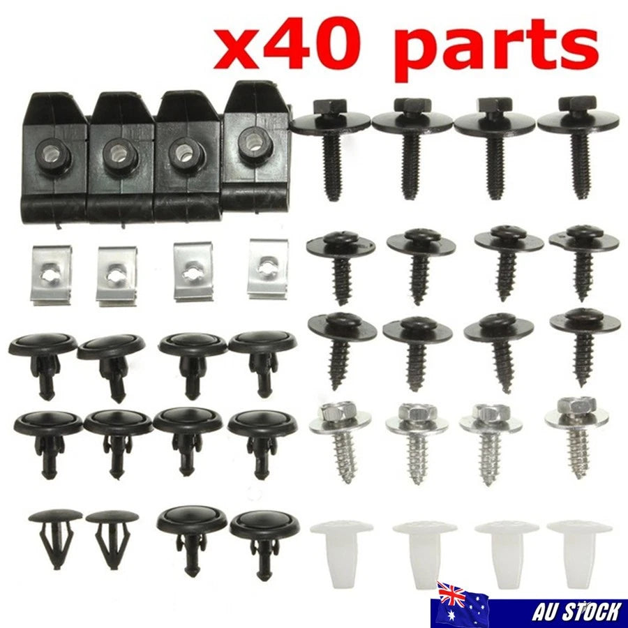 40x Engine Cover Clips for Universal Vehicles (Metal Screw Bolt Fasteners)