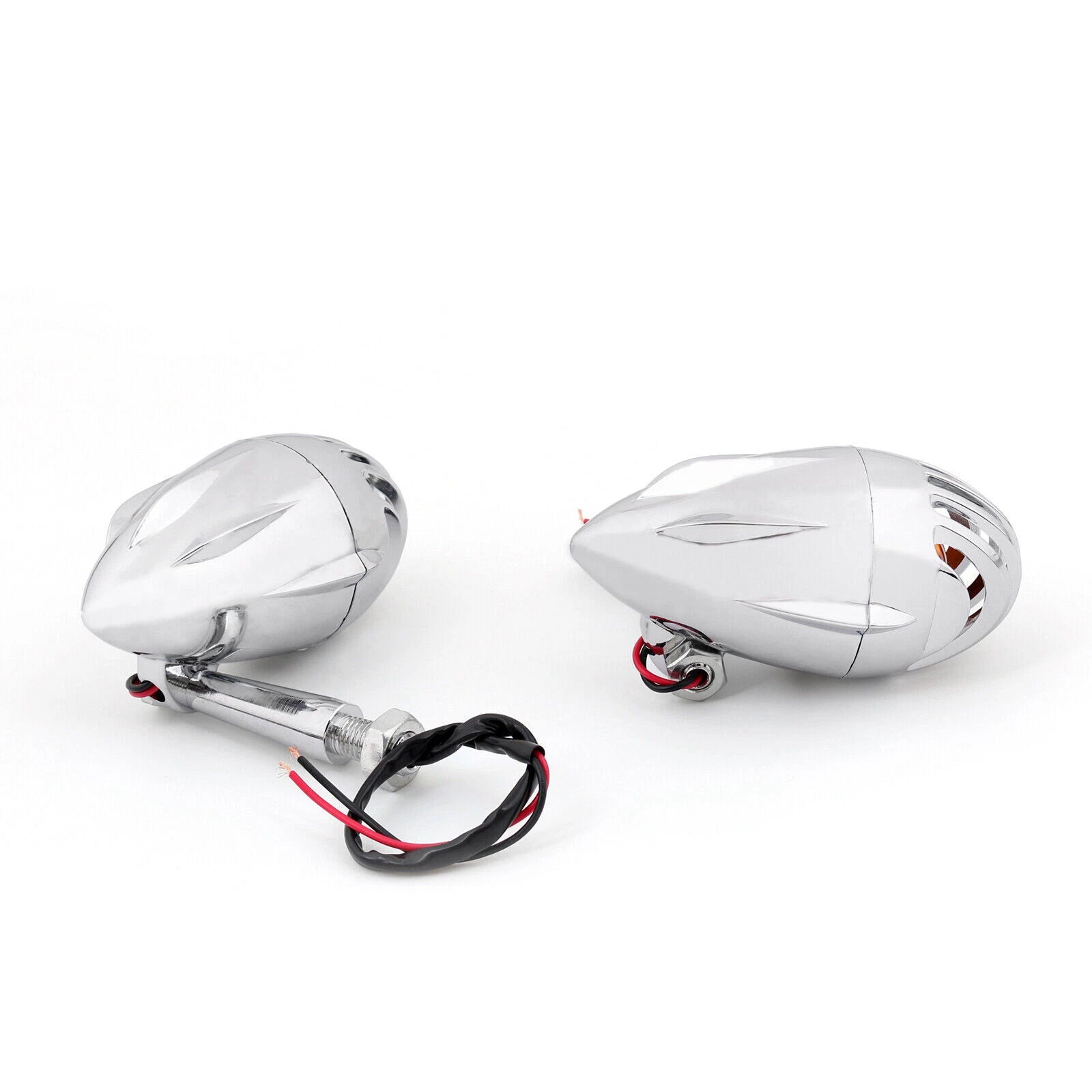 2X Turn Signal Indicator Lights for Motorcycle (Chrome, Amber, T9)