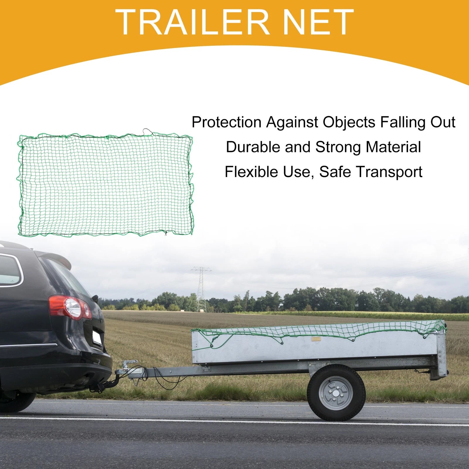 Universal Trailer Cargo Net Scalable Nylon for Truck Trailer (1.5x3.7m)