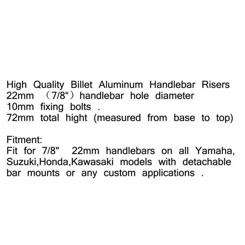Handle Bar Riser Mounting Clamps for Motorcycle Bike 7/8" (CR T9)
