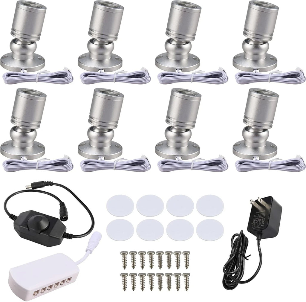 8X Dimmable LED Mini Spotlight for Jewelry Showcase Display (3000K)